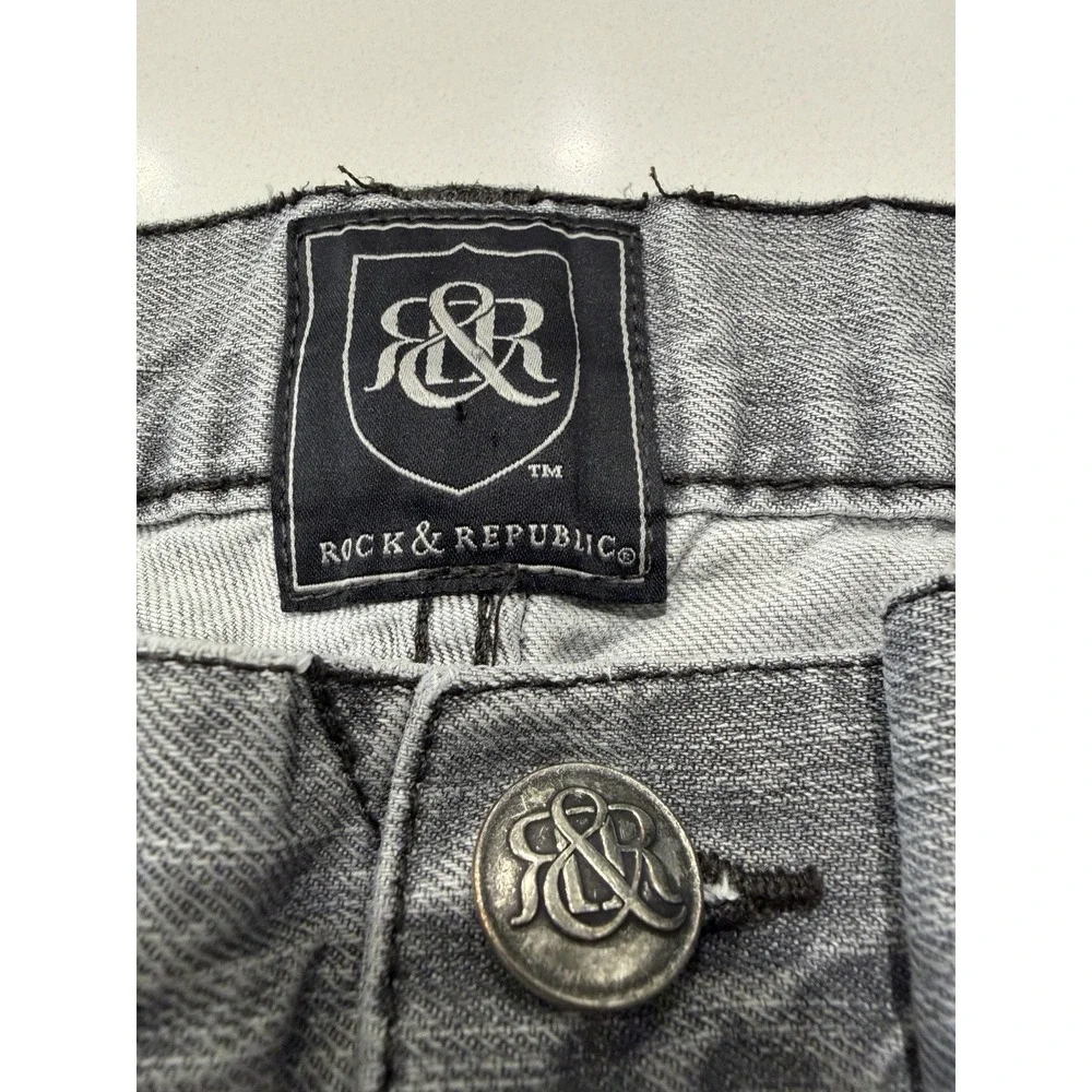 Rock & Republic Twister Jeans Mens 36 Gray Distressed Bootcut Vintage Denim